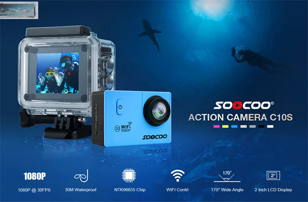 SOOCOO Спортивная камера 30 м Водонепроницаемая мини Pro Bike видео Wifi HD 1080P LCD 170 градусов