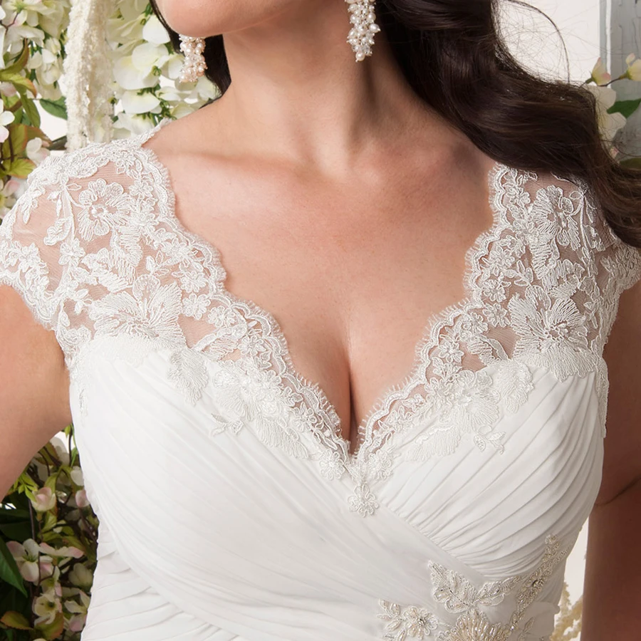 Женское свадебное платье с V-образным вырезом и рукавами-крылышками