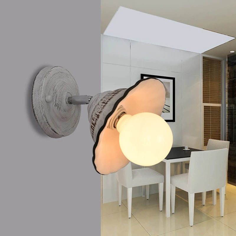 American Retro Country Ceramics Wall Lamp Creative Loft Style Industrial Wind Iron E27 Light For Restaurant Bar Home Cafe | Лампы и