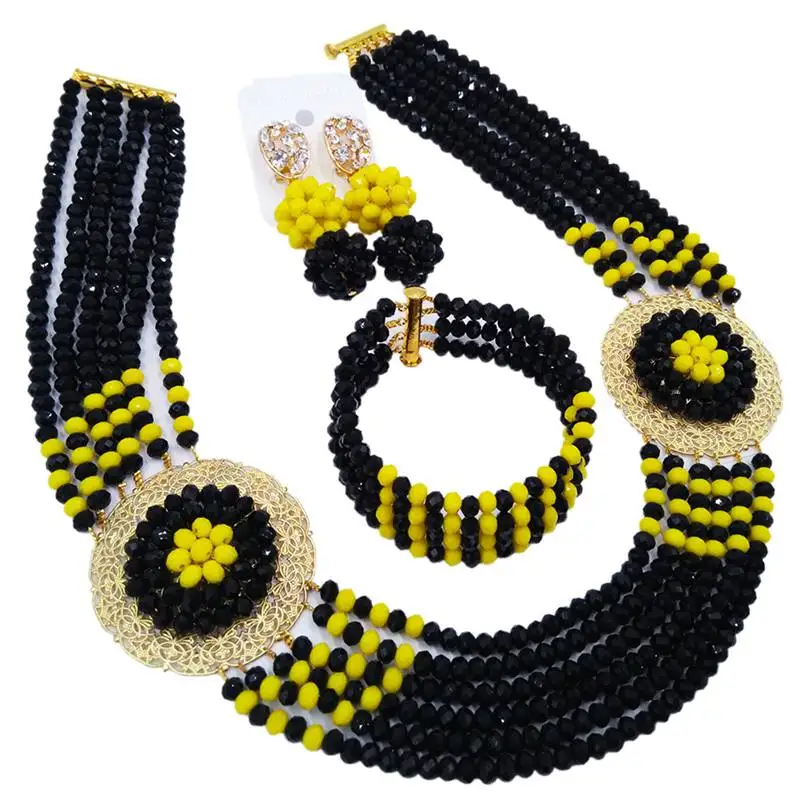 Hot Sell Black Opaque Yellow Crystal Necklace Set for Anniversary or Festival 6C-SPHJZ-02
Hot Sell Black Opaque Yellow Crystal Necklace Set for Anniversary or Festival 6C-SPHJZ-02