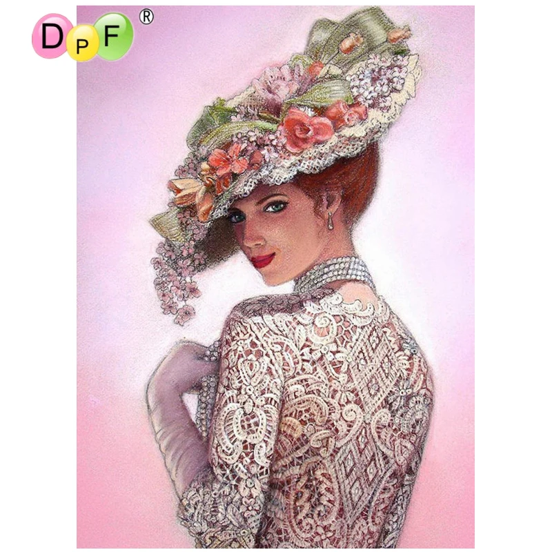 DPF DIY Изысканная женщина 5D квадратная Алмазная картина вышивка крестиком ремесла