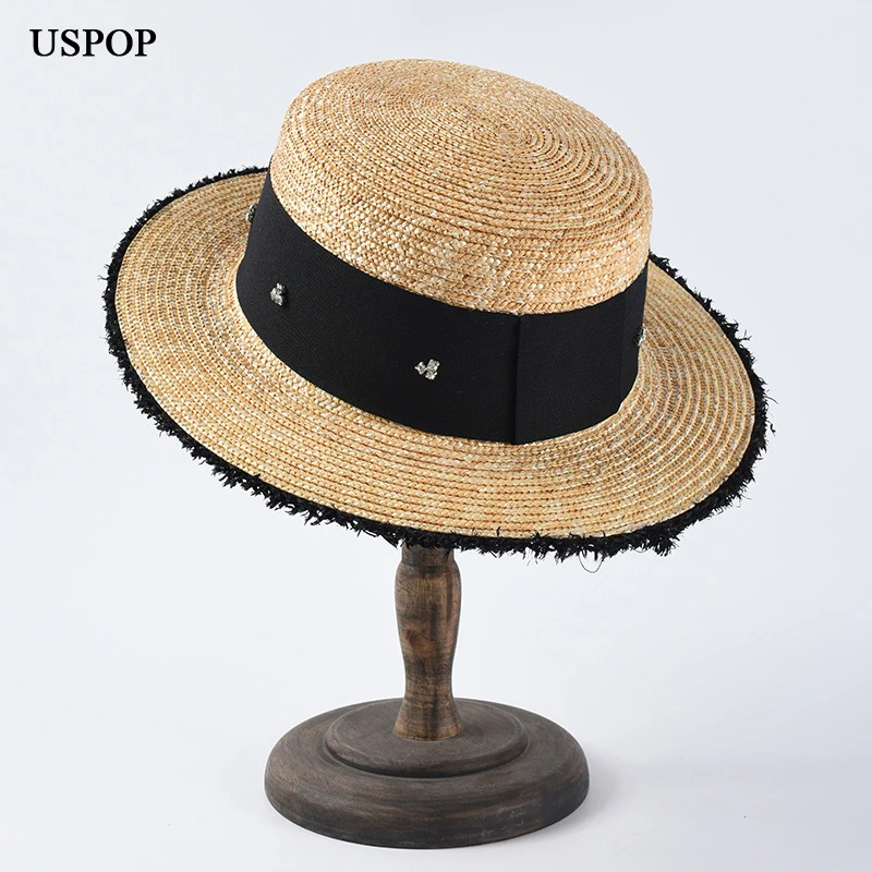 USPOP new summer wide brim hats natural straw hats for women diamond wide ribbon sun hats flat top rough edges beach hat
USPOP new summer wide brim hats natural straw hats for women diamond wide ribbon sun hats flat top rough edges beach hat