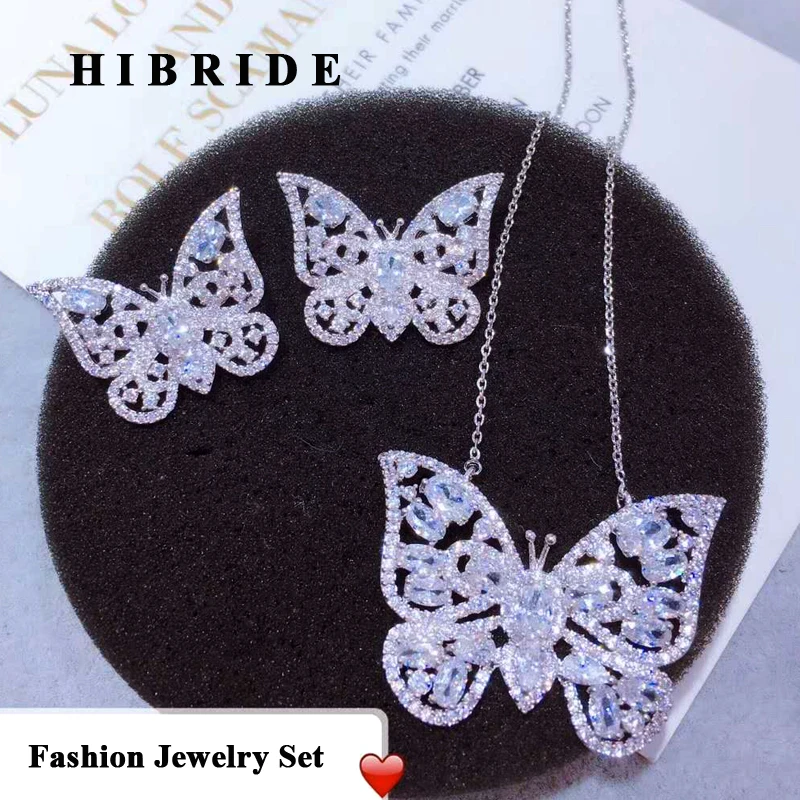 HIBRIDE Luxury New Butterfly Shape Earring Necklace Jewelry Set Women Party Jewelry Small Link Pendant Brincos Bijoux N-643
HIBRIDE Luxury New Butterfly Shape Earring Necklace Jewelry Set Women Party Jewelry Small Link Pendant Brincos Bijoux N-643