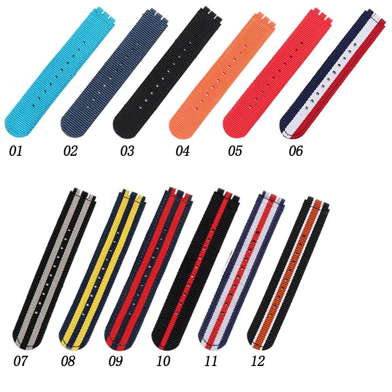 Ремешок нейлоновый в полоску для спортивных часов SWATCH YGS / YAS YLS YCS SUO|nylon strap|sport