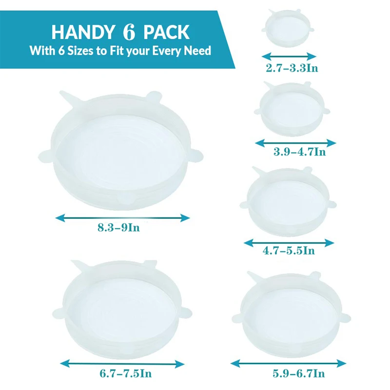 6Pcs/Set Silicone Food Stretch Lids Reusable Universal Lid Kitchen Fresh Save Cover Wrap Bowl Pot Lid Silicone Pan Cooking Cover
6Pcs/Set Silicone Food Stretch Lids Reusable Universal Lid Kitchen Fresh Save Cover Wrap Bowl Pot Lid Silicone Pan Cooking Cover