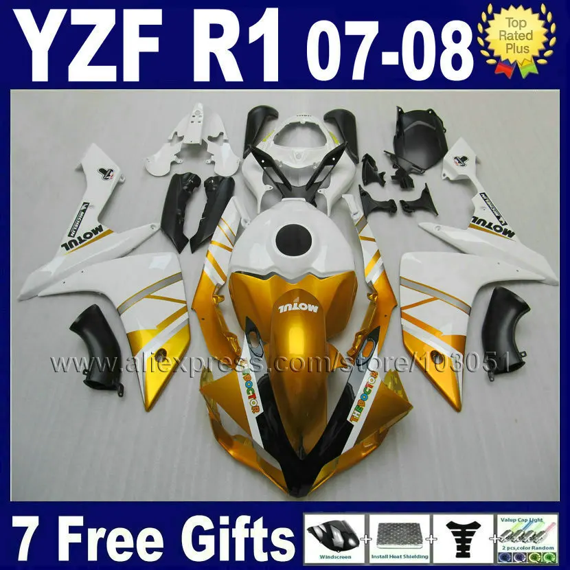 7gifts OEM Injection molding for YAMAHA R1 fairing kit YZF R1 07 08 1000 2007 2008 white bodywork repair fairings kits
7gifts OEM Injection molding for YAMAHA R1 fairing kit YZF R1 07 08 1000 2007 2008 white bodywork repair fairings kits