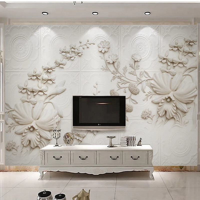 

3D настенные росписи, белые цветы орхидеи в европейском стиле для украшения дома, ТВ, дивана, фона, стены для гостиной, 3d стерео обои