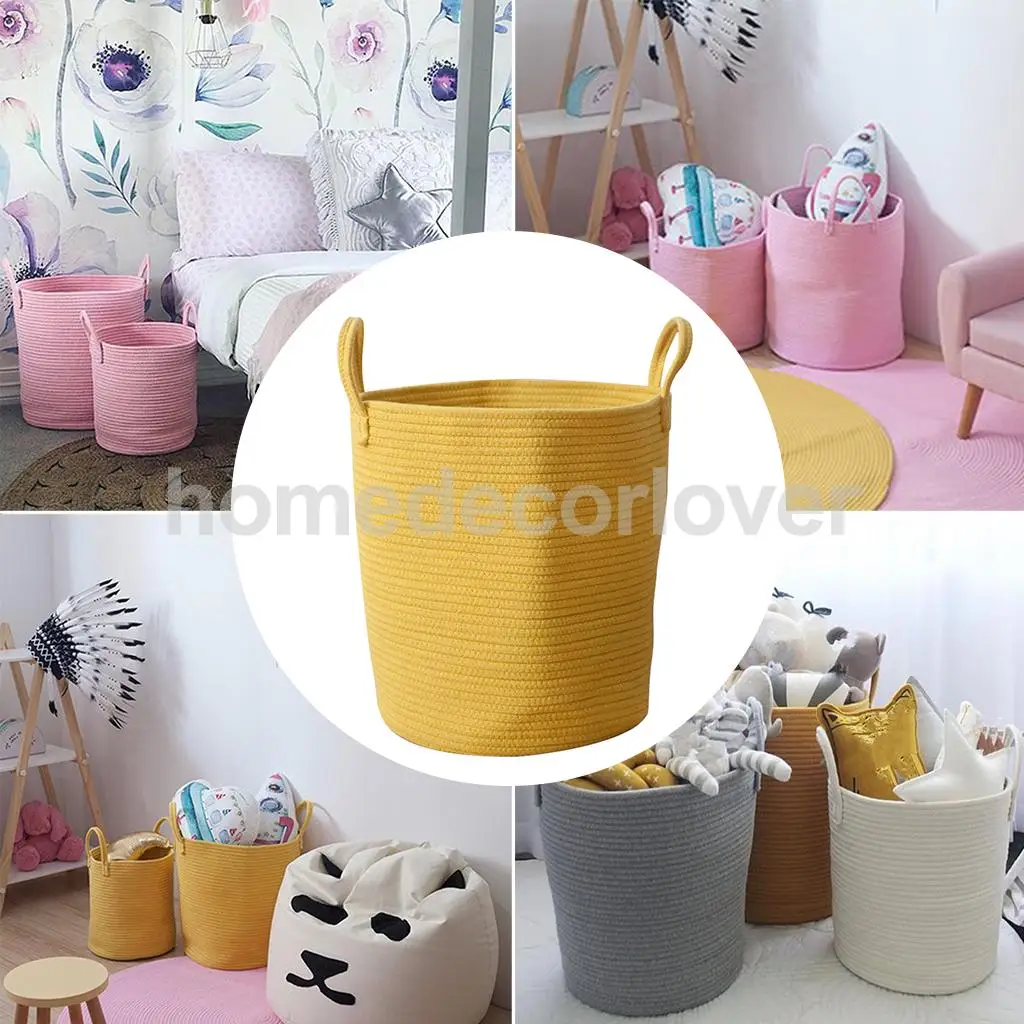 2pcs Rattan Cotton Woven Desktop Storage Baskets Cosmetic Basket Kid's Toys Basket Laundry Hamper Sundries Organizer with Handle
2pcs Rattan Cotton Woven Desktop Storage Baskets Cosmetic Basket Kid's Toys Basket Laundry Hamper Sundries Organizer with Handle