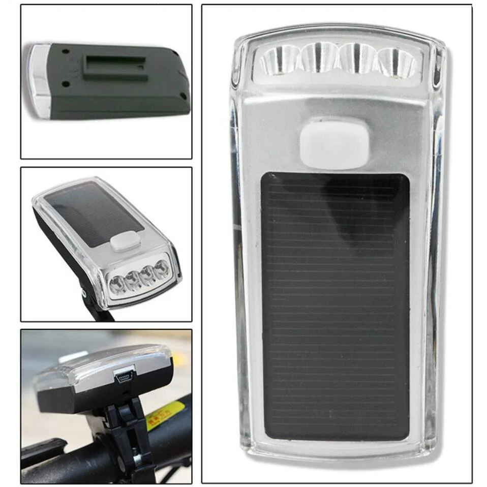2016 New Bike Bicycle 4 LED Solar Powered USB 2.0 Rechargeable Front Light Headlight High Quality cycling led flashlight F1091
2016 New Bike Bicycle 4 LED Solar Powered USB 2.0 Rechargeable Front Light Headlight High Quality cycling led flashlight F1091