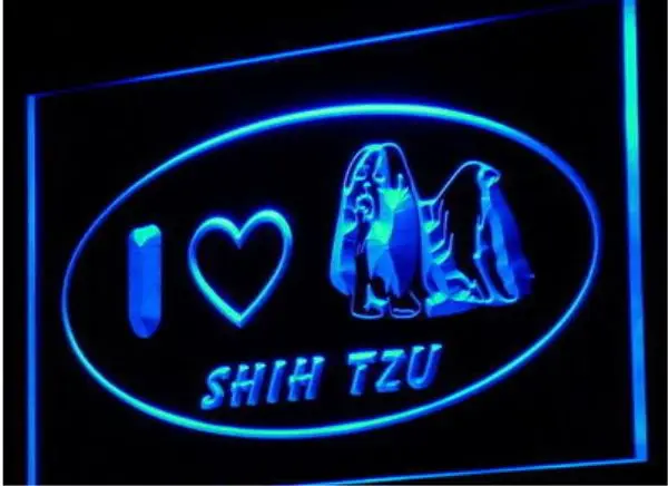 Pe06 с надписью I Love шин тцу собака Pet Shop светодиодный неоновый светильник знак