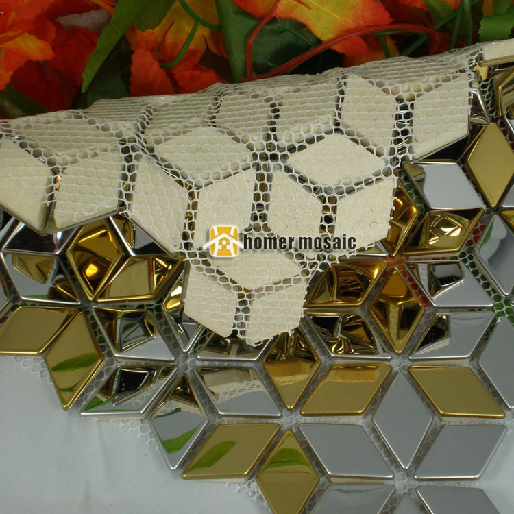 diamond shape sparkly golden mixed silver color stainless steel mosaic tiles for bathroom shower mosaic kitchen back splash
diamond shape sparkly golden mixed silver color stainless steel mosaic tiles for bathroom shower mosaic kitchen back splash