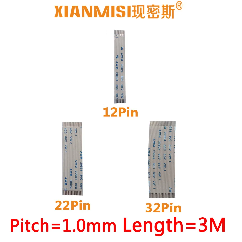 FFC/FPC Flat Flex Extension Cable 13Pin 23Pin 33Pin Same Side 1.0mm Pitch AWM VW-1 20624 20798 60V Length 3Meter 5PCS
FFC/FPC Flat Flex Extension Cable 13Pin 23Pin 33Pin Same Side 1.0mm Pitch AWM VW-1 20624 20798 60V Length 3Meter 5PCS