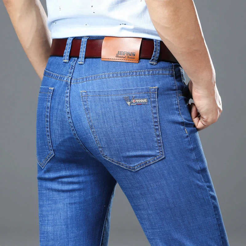 Spring Summer Men Thin Jeans 2020 New Fashion Business Casual Elastic Slim Pants Brand Trousers Plus Size 40 42 44 46
Spring Summer Men Thin Jeans 2020 New Fashion Business Casual Elastic Slim Pants Brand Trousers Plus Size 40 42 44 46