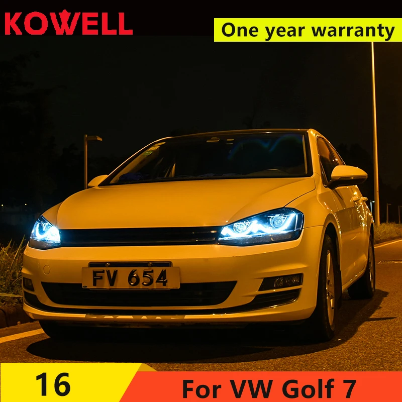 

KOWELL Car Styling For VW Golf7 Headlights Golf 7 MK7 LED Headlight DRL Lens Double Beam H7 HID Xenon bi xenon lens