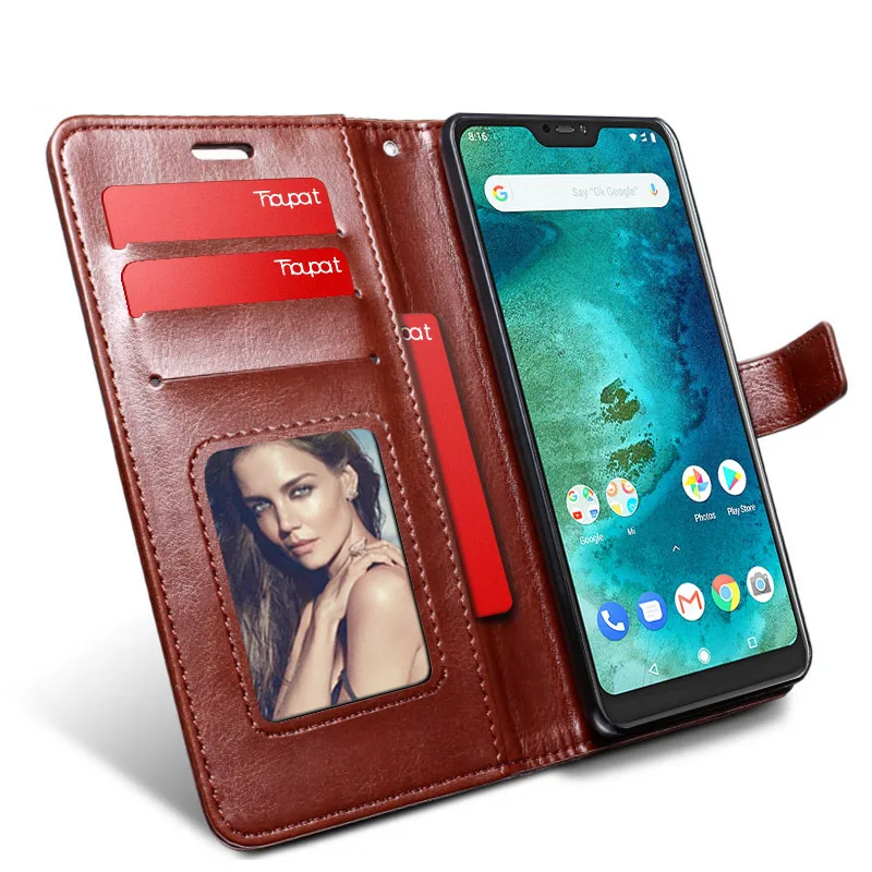 Кожаный чехол для Xiaomi Redmi 6A ретро Чехол бумажник с фоторамкой и откидной крышкой