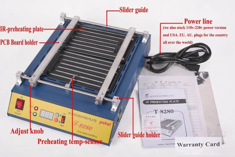 Puhui T8280 220V or 110V PCB Preheater T 8280 IR Preheating Plate T-8280 IR-Preheating Oven
Puhui T8280 220V or 110V PCB Preheater T 8280 IR Preheating Plate T-8280 IR-Preheating Oven