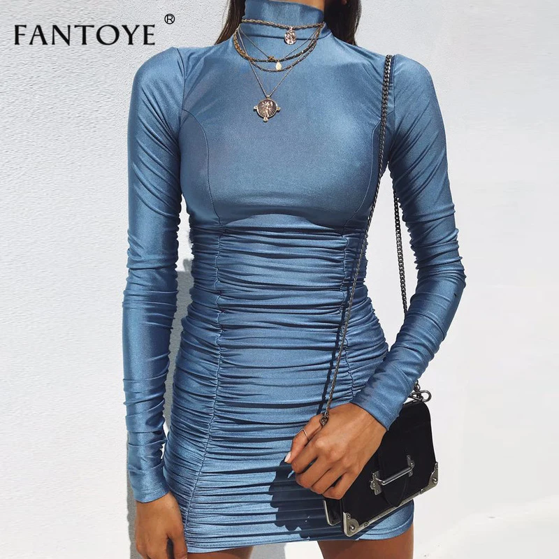 Женское мини-платье с рюшами Fantoye, повседневное облегающее платье с длинным рукавом, голубое, на осень/зиму
Женское мини-платье с рюшами Fantoye, повседневное облегающее платье с длинным рукавом, голубое, на осень/зиму