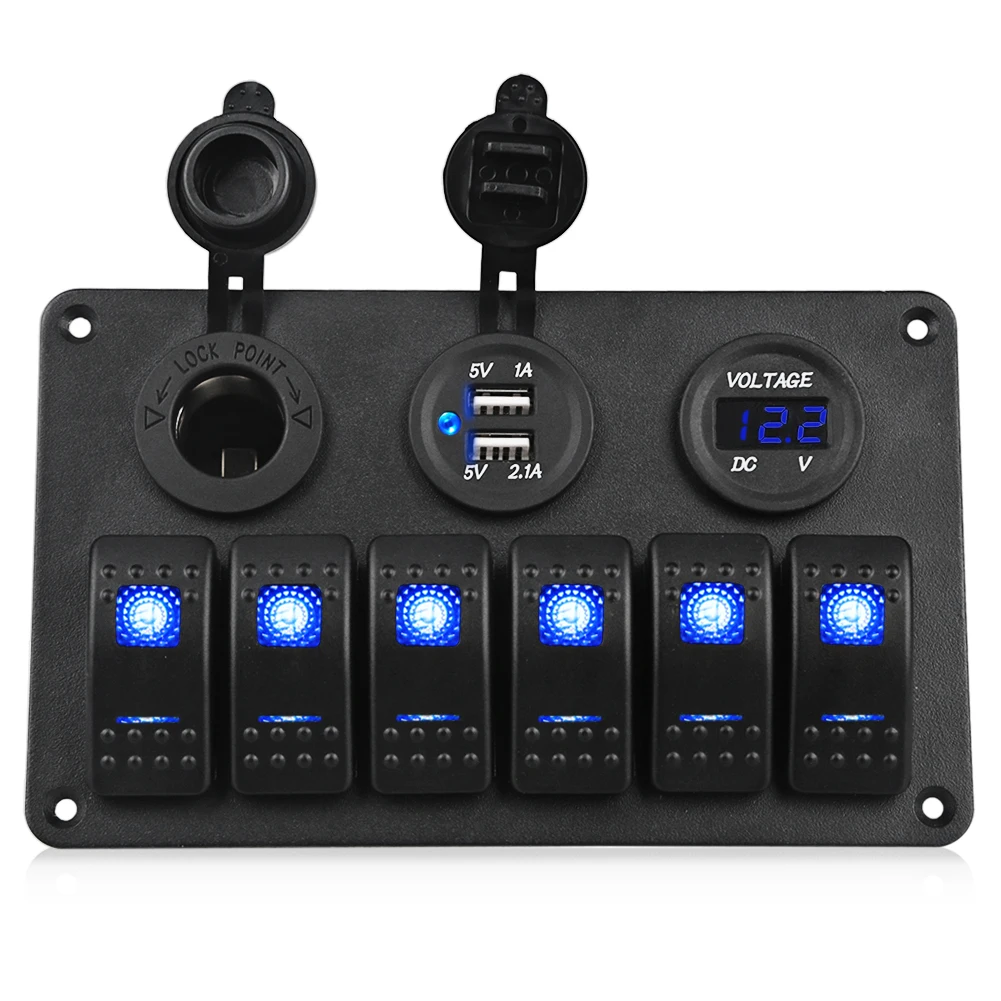 marine switch panel yacht boat car + usb Car Charger + Cigarette Lighter Socket + Led Voltmete led switch panel 12V Blue
marine switch panel yacht boat car + usb Car Charger + Cigarette Lighter Socket + Led Voltmete led switch panel 12V Blue