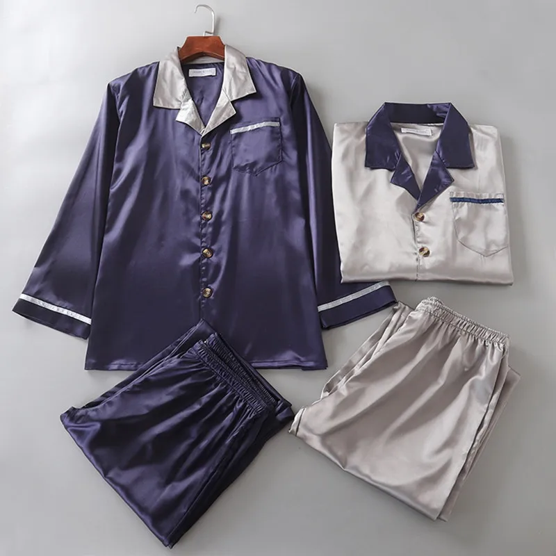 New Men's pajamas Spring And Autumn Long Sleeve Silk Sleepwear Mens Pajamas Set Cardigan Men's pajamas pajama
New Men's pajamas Spring And Autumn Long Sleeve Silk Sleepwear Mens Pajamas Set Cardigan Men's pajamas pajama