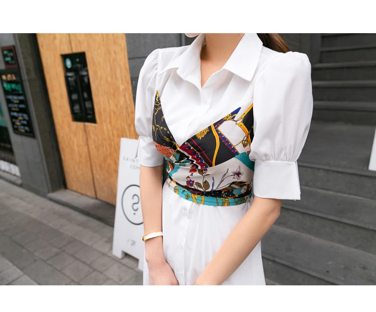 Korean 2019 New fashion Summer Elegant Print Dress Women Bow Belt Fake Two Piece Patchwork Shirt Dress Vestidos
Korean 2019 New fashion Summer Elegant Print Dress Women Bow Belt Fake Two Piece Patchwork Shirt Dress Vestidos