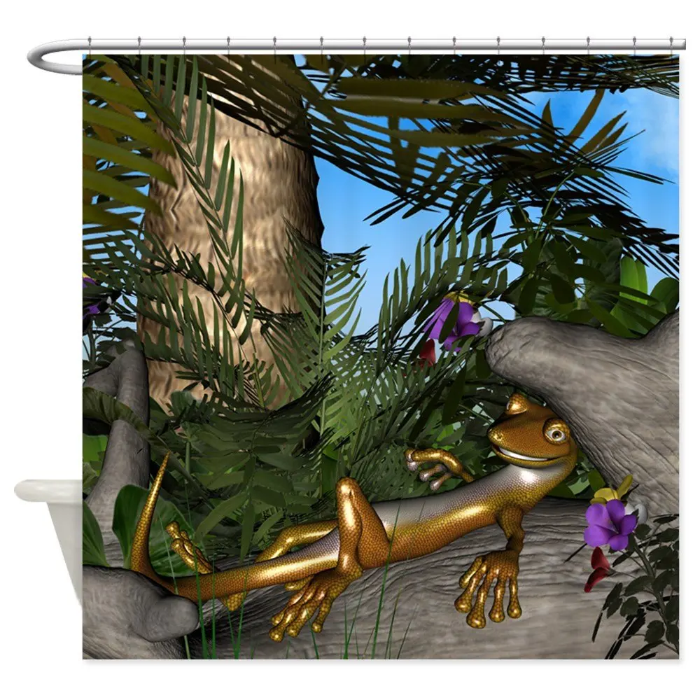 Уникальная Милая занавеска для душа Gecko, декоративная ткань для ванной, полиэстер 
Уникальная Милая занавеска для душа Gecko, декоративная ткань для ванной, полиэстер