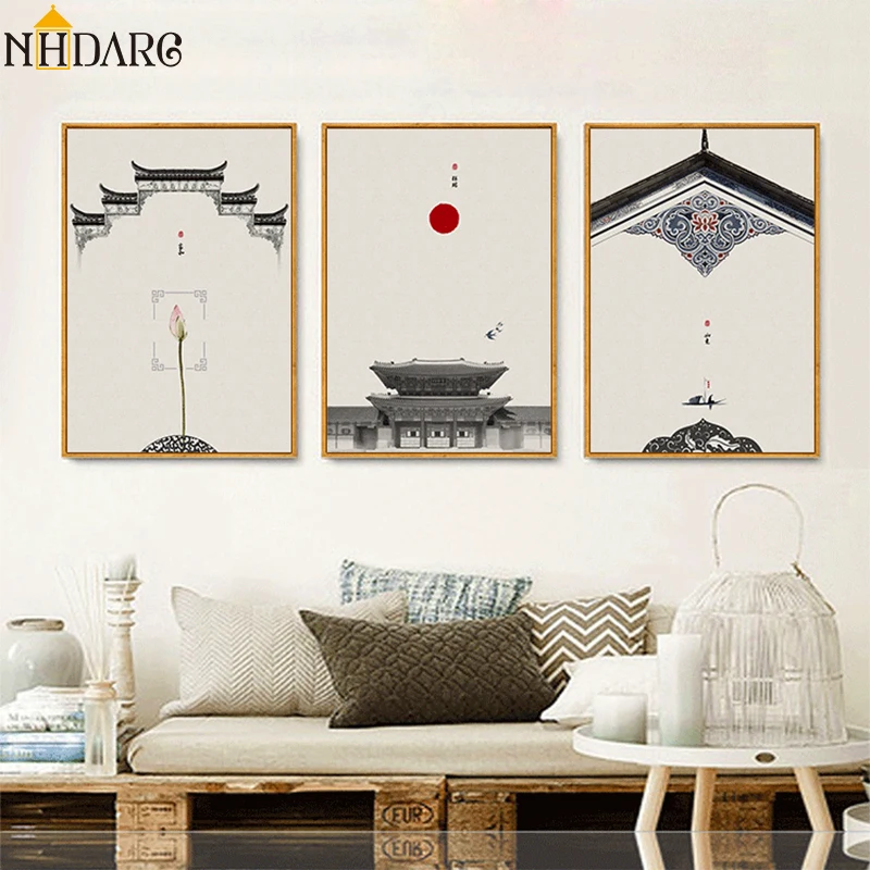 New Chinese Architectural Style of wall Scenery Posters and Prints Canvas Painting Art Wall Picture for Living Room Home Decor
New Chinese Architectural Style of wall Scenery Posters and Prints Canvas Painting Art Wall Picture for Living Room Home Decor