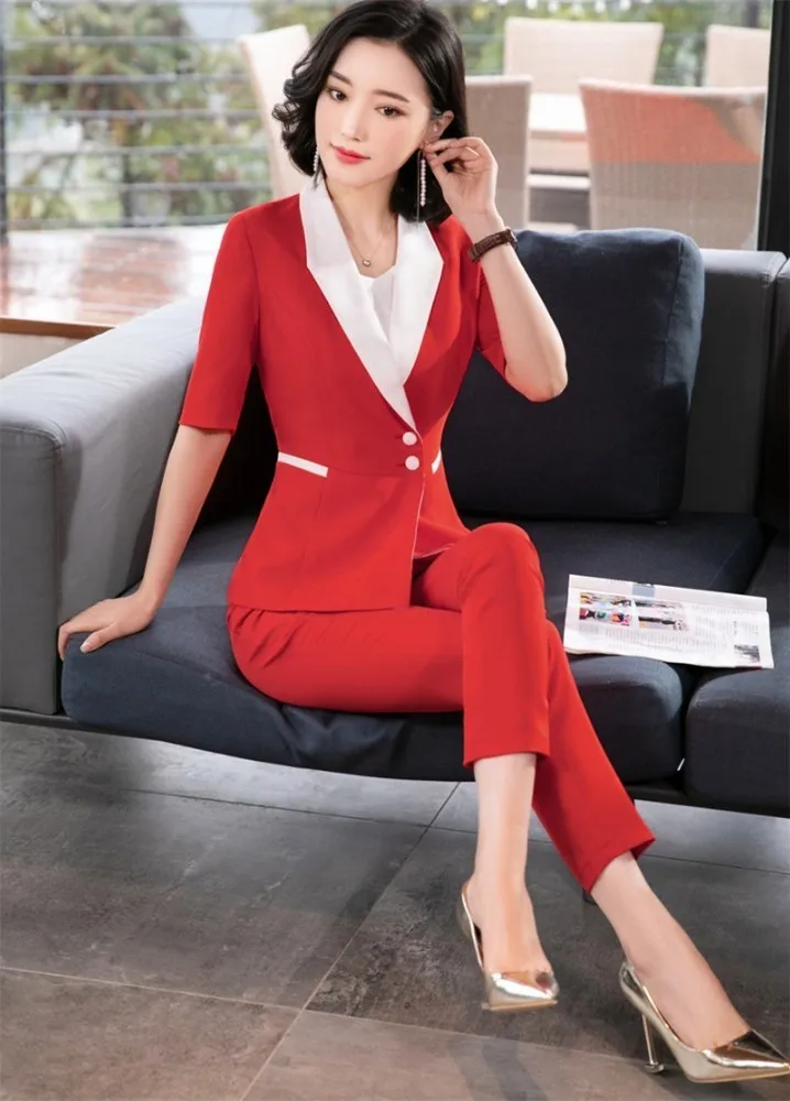 Fashion Red Slim Formal Women Business Suits With Pants and Tops OL Styles Professional Pantsuits Female Trousers Set Blazers
Fashion Red Slim Formal Women Business Suits With Pants and Tops OL Styles Professional Pantsuits Female Trousers Set Blazers