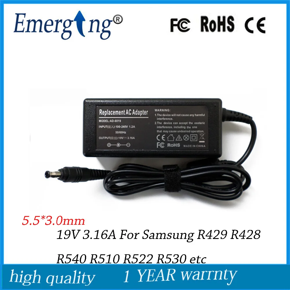 19V 3.16A 5.5*3.0mm Charger AC Laptop Adapter supply For samsung R429 R428 R540 R510 R522 R530 Series
19V 3.16A 5.5*3.0mm Charger AC Laptop Adapter supply For samsung R429 R428 R540 R510 R522 R530 Series