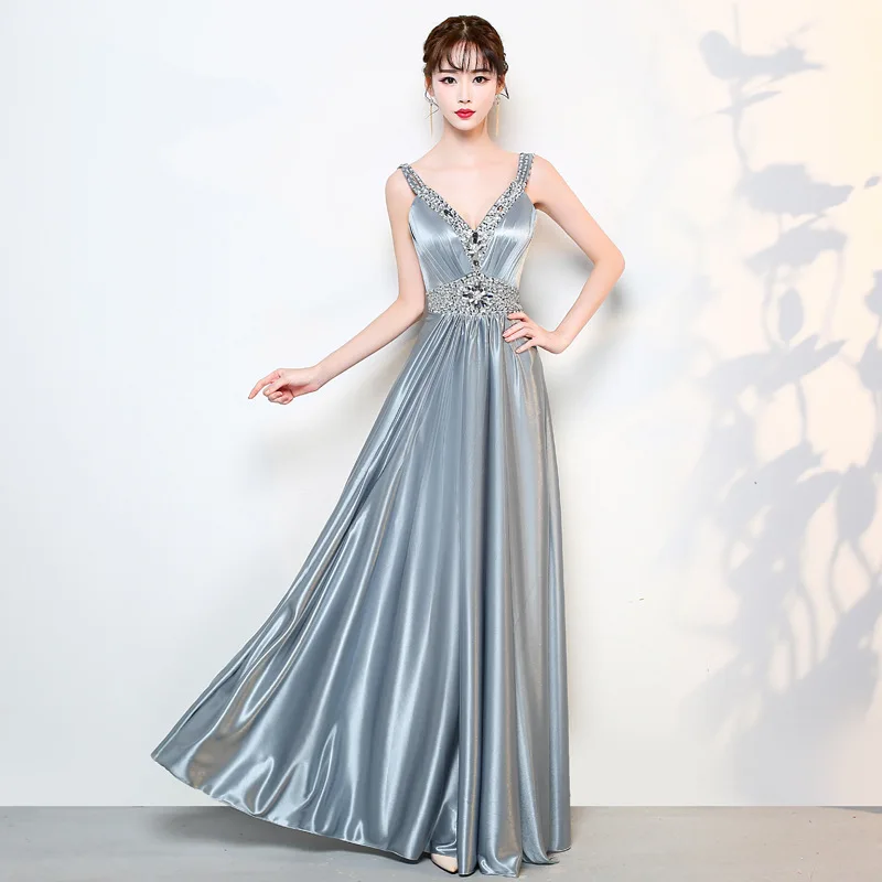 Elegant Grey V-neck Crystal Beading Lace Up Robe De Soiree Backless Sequins Formal Long Evening Dresses Prom Party Gowns
Elegant Grey V-neck Crystal Beading Lace Up Robe De Soiree Backless Sequins Formal Long Evening Dresses Prom Party Gowns