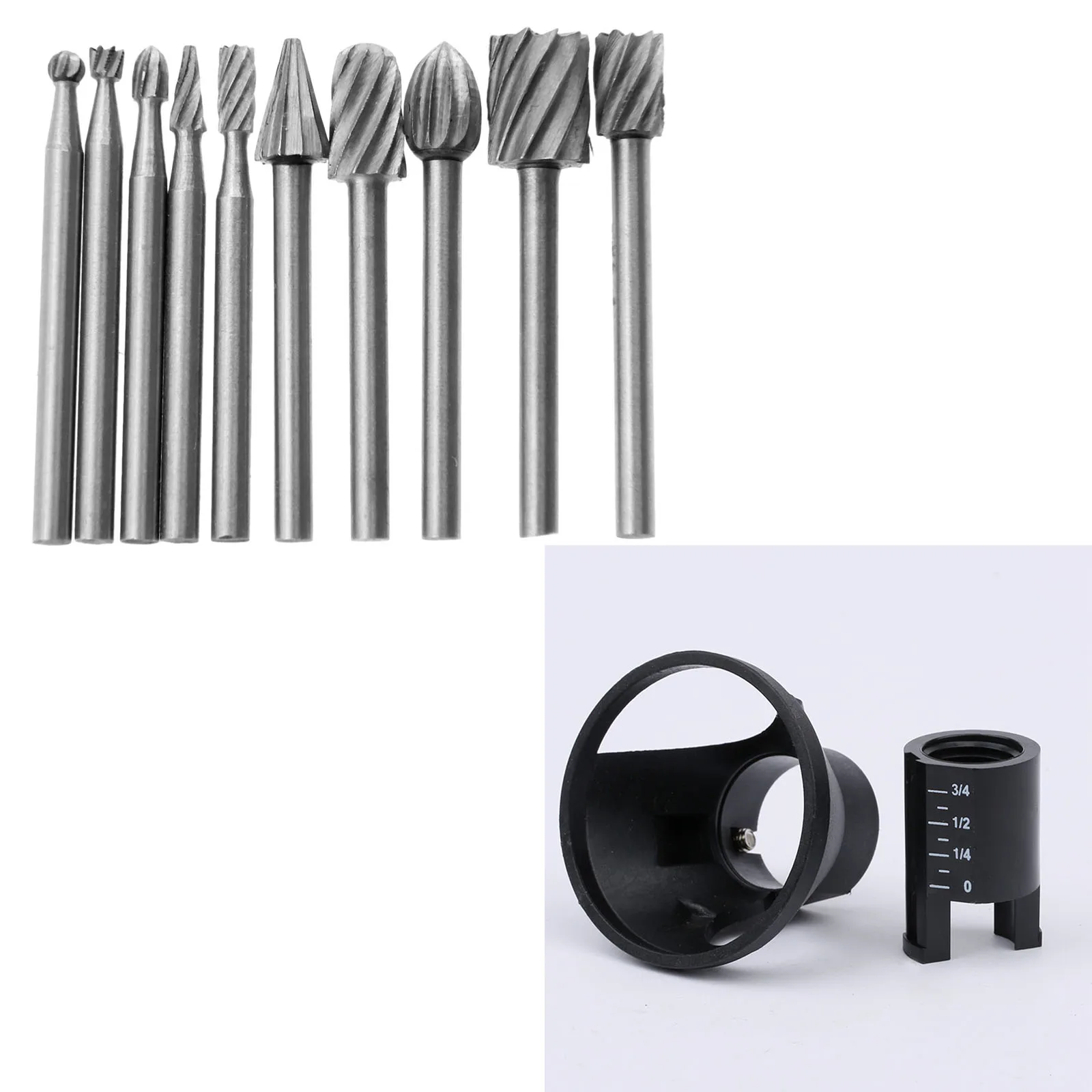10Pcs HSS Routing Router Grinding Bits Wood Milling Burrs Cutter Rotary File+Drill Dedicated Locator Horn for Dremel Rotary Tool
10Pcs HSS Routing Router Grinding Bits Wood Milling Burrs Cutter Rotary File+Drill Dedicated Locator Horn for Dremel Rotary Tool