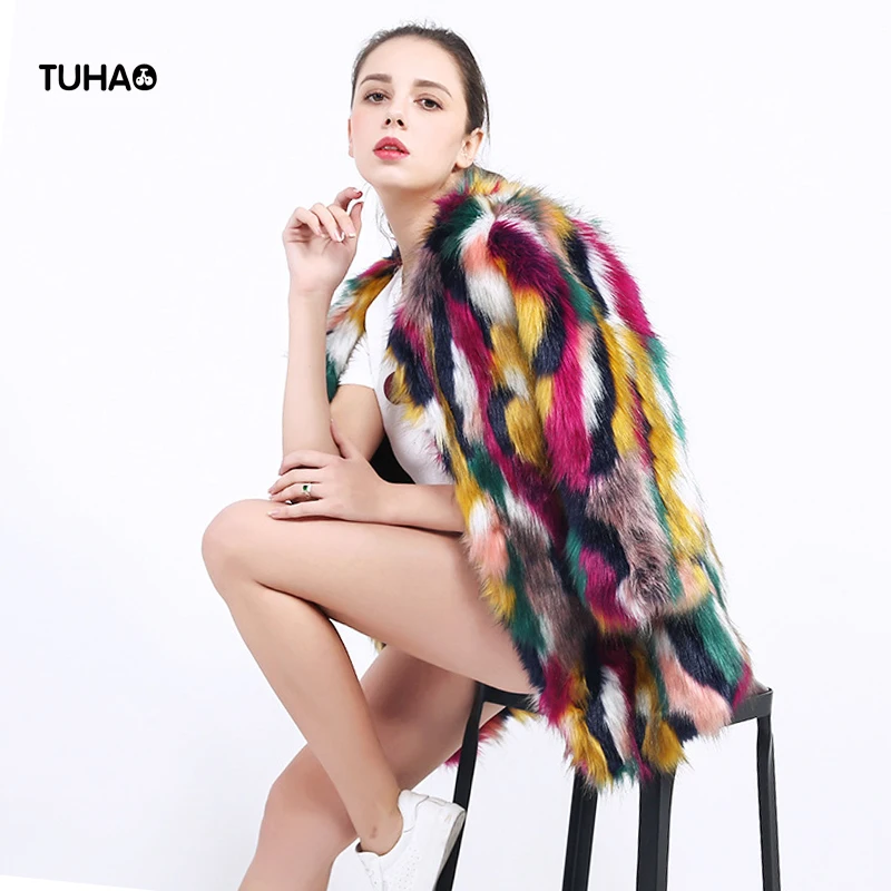TUHAO Женское пальто из искусственного меха, разноцветное пэтчворк, имитация лисьего меха, пушистая куртка, зимняя повседневная верхняя одежд...
TUHAO Женское пальто из искусственного меха, разноцветное пэтчворк, имитация лисьего меха, пушистая куртка, зимняя повседневная верхняя одежд...