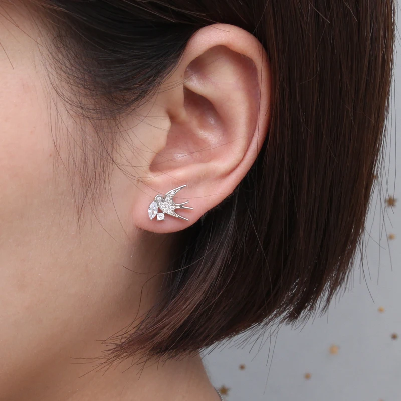 New Style Swallow Earrings Handmade Pave CZ Zircon Small Bird Crystal Stud Earrings For Women Girls Party Jewelry
New Style Swallow Earrings Handmade Pave CZ Zircon Small Bird Crystal Stud Earrings For Women Girls Party Jewelry