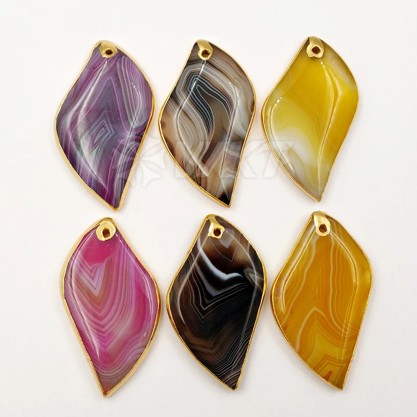 WT-P1170 Wholesale Custom Colorful Unique Shape Slice A g a t e Pendant With Gold Hole For Fashion Jewelry New Arrived
WT-P1170 Wholesale Custom Colorful Unique Shape Slice A g a t e Pendant With Gold Hole For Fashion Jewelry New Arrived