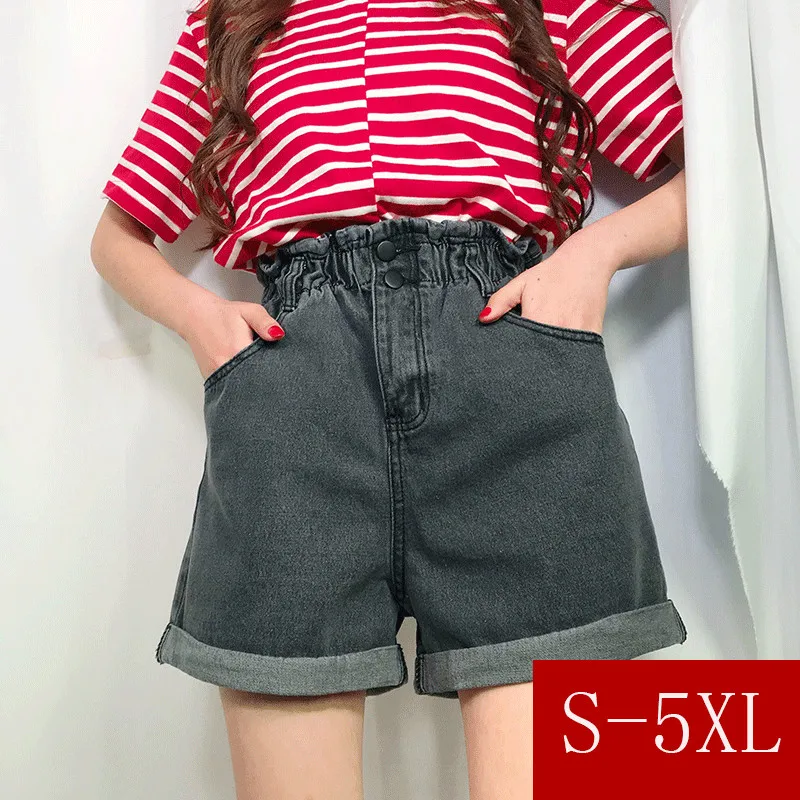 Фото Женские джинсовые шорты с высокой талией 2 цвета летние из денима - купить