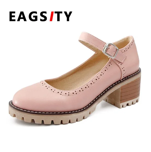 EAGSITY/Модная обувь Mary Jane для женщин Обувь на высоком квадратном каблуке Женские