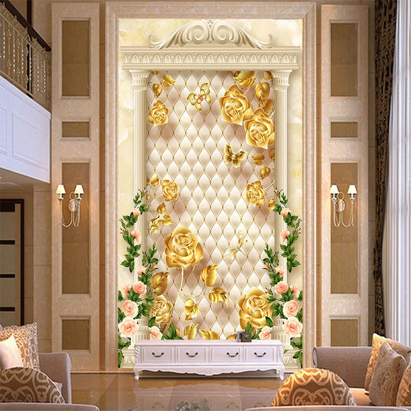 Customized Europe style luxury wallpaper gold and roses floating on textured ellipse leather background living room vestibule
Customized Europe style luxury wallpaper gold and roses floating on textured ellipse leather background living room vestibule