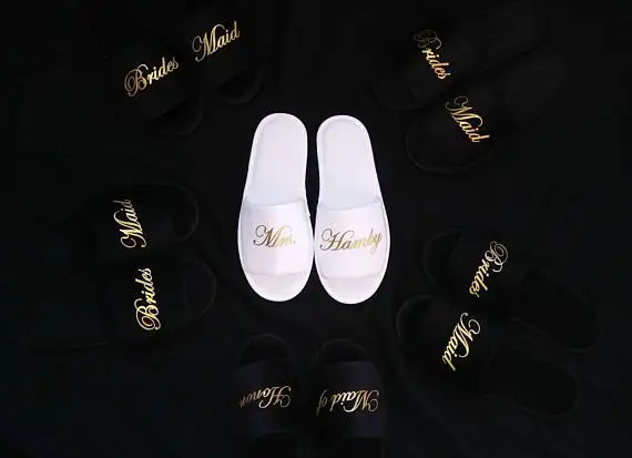 custom black white wedding bride spa slippers day bridesmaid hen night Bachelorette party favors gifts
custom black white wedding bride spa slippers day bridesmaid hen night Bachelorette party favors gifts