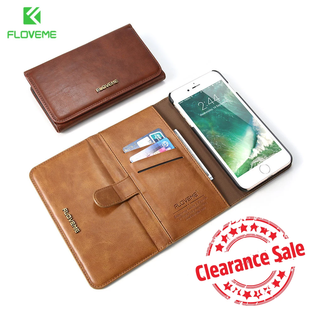 Оригинальный кожаный чехол кошелек FLOVEME в стиле ретро для iPhone 6 S 7 8 Plus samsung S8 S7 Edge