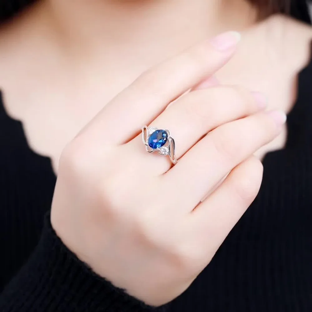 925 sterling silver oval natural blue topaz fashionable adjustable ring for women gift party anniversary
925 sterling silver oval natural blue topaz fashionable adjustable ring for women gift party anniversary