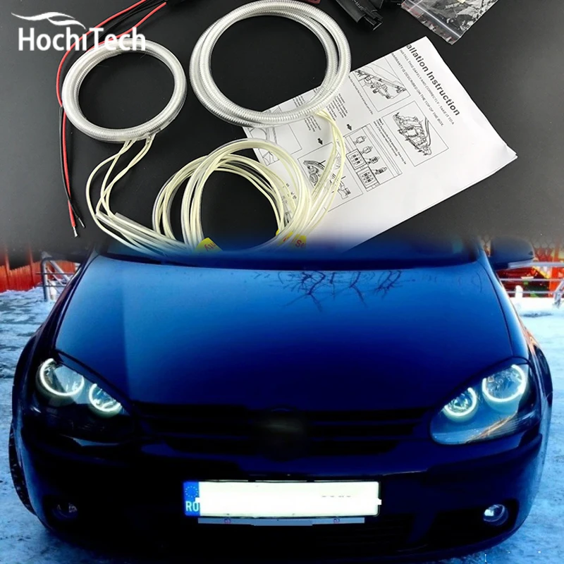 Комплект HochiTech ccfl с ангельскими глазками белая фара 6000k кольцами ореолом для VW