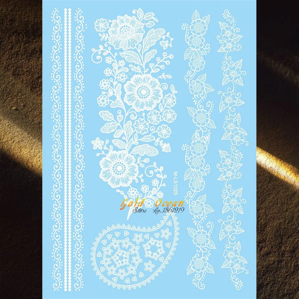 Large Henna Temporary Tattoo White Flash Fake Waterproof Bracelets Tattoo Jewelry FLower Chains GM-LS1025 Women Body ARt ARm
Large Henna Temporary Tattoo White Flash Fake Waterproof Bracelets Tattoo Jewelry FLower Chains GM-LS1025 Women Body ARt ARm
