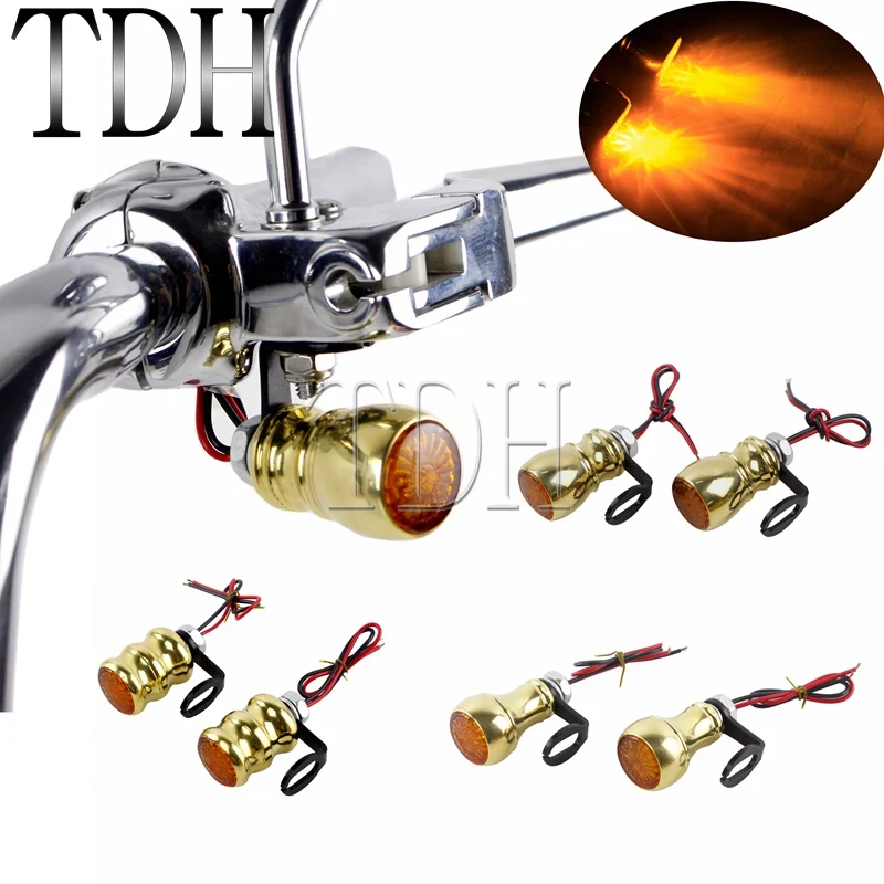 Mini Handlebar Brass Motorcycle Amber LED Turn Signal Light w/ Relocation Bracket For Harley Touring Sportster Dyna Softail
Mini Handlebar Brass Motorcycle Amber LED Turn Signal Light w/ Relocation Bracket For Harley Touring Sportster Dyna Softail