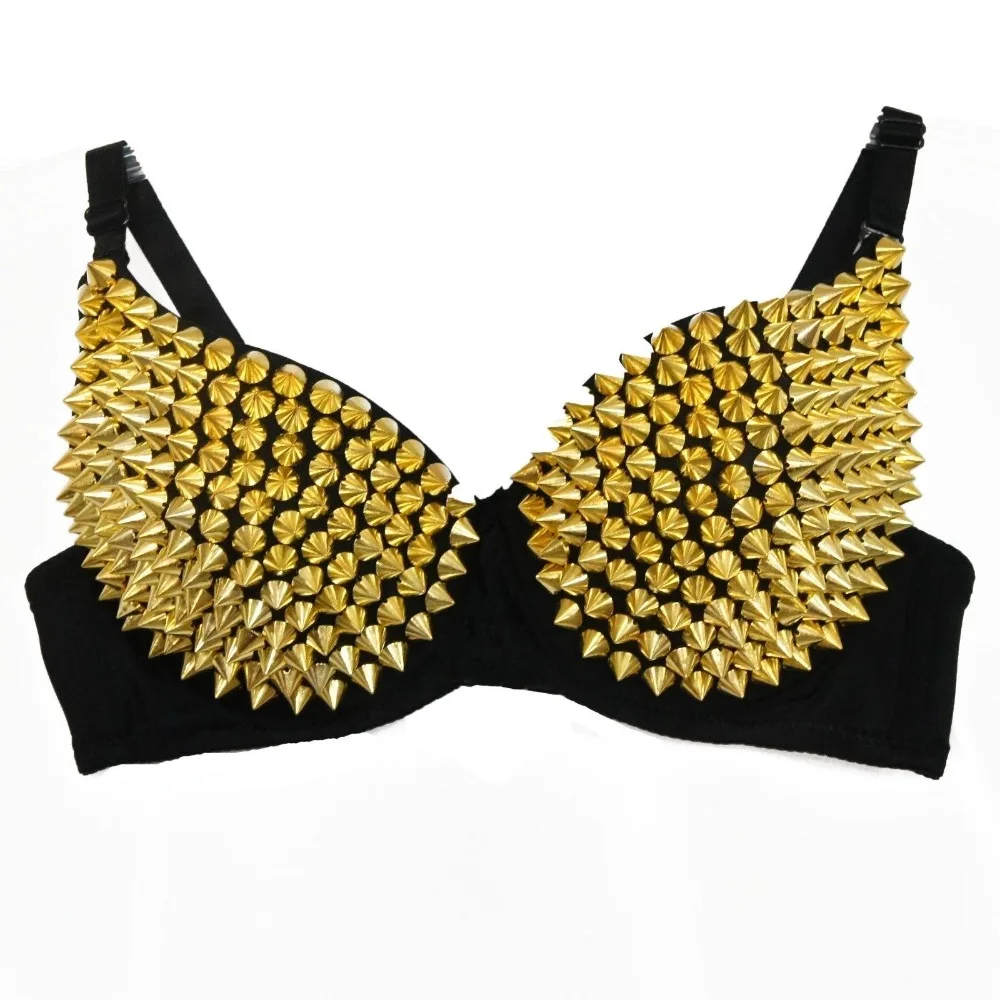 Fashion Sexy Spiked Steampunk Bra Top Dancing Clubwear Push Up Bra Costume Club Rave Gold or Silver Belly Dance Jazz Costume
Fashion Sexy Spiked Steampunk Bra Top Dancing Clubwear Push Up Bra Costume Club Rave Gold or Silver Belly Dance Jazz Costume