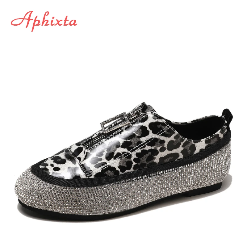 Aphixta Flats Heel Shoes Woman Leopard Patent Leather Bling Zip Ladies Loafers Shoes Crystal Flat Heels Fashion Zapatillas Mujer
Aphixta Flats Heel Shoes Woman Leopard Patent Leather Bling Zip Ladies Loafers Shoes Crystal Flat Heels Fashion Zapatillas Mujer