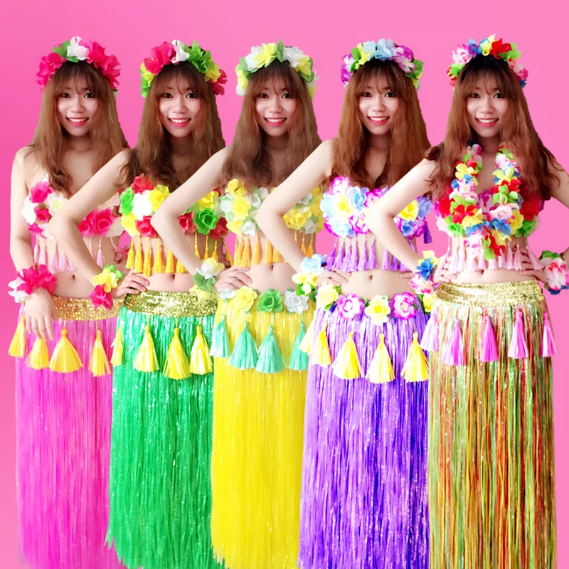 Женская Гавайская Юбка Hula модная юбка из пластика 6 шт./компл. 80 см праздничные и