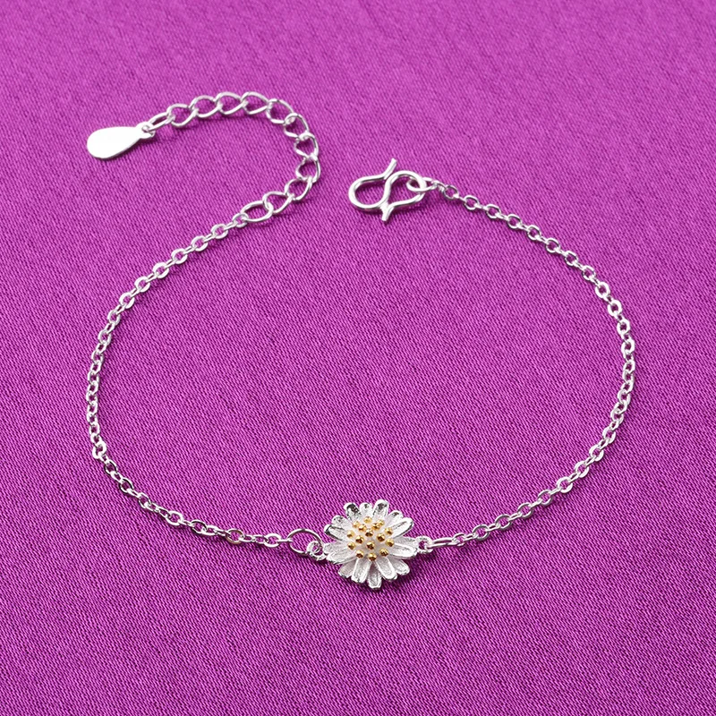 925 Sterling Silver Daisy Flower Charm Bracelets &Bangle Anklet For Women Jewelry Accessories Bijoux Gifts A164
925 Sterling Silver Daisy Flower Charm Bracelets &Bangle Anklet For Women Jewelry Accessories Bijoux Gifts A164