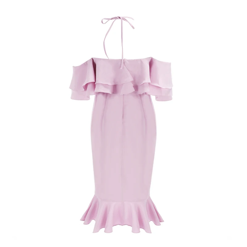 Newest Fashion Pink Halter Women Dress High Quality Elegant Off Shoulder Ruffles Midi Celebrity Party Dress Vestidos Wholesale
Newest Fashion Pink Halter Women Dress High Quality Elegant Off Shoulder Ruffles Midi Celebrity Party Dress Vestidos Wholesale