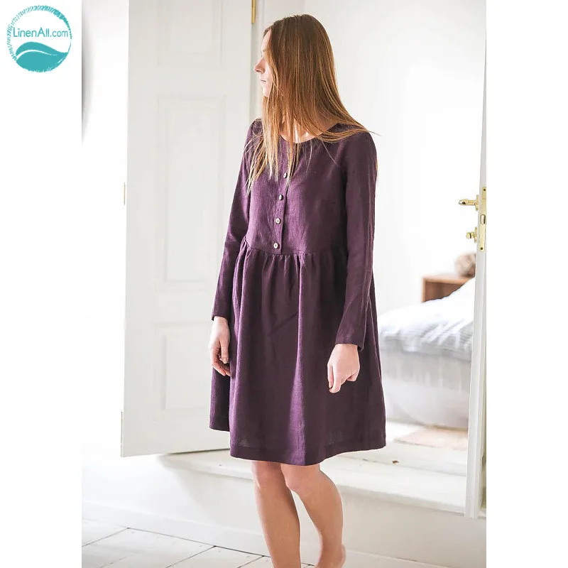 LinenAll original women's French 100% linen long sleeved dress linen loose long O-neck A-line dress robe female
LinenAll original women's French 100% linen long sleeved dress linen loose long O-neck A-line dress robe female