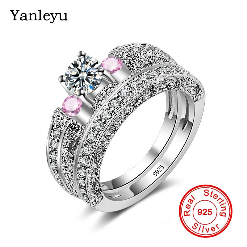 Yanleyu Elegant Wedding Engagement Rings Set 2 PCS 925 Sterling Silver Round Pink Cubic Zircon Stone Ring Fine Jewelry PR176
Yanleyu Elegant Wedding Engagement Rings Set 2 PCS 925 Sterling Silver Round Pink Cubic Zircon Stone Ring Fine Jewelry PR176