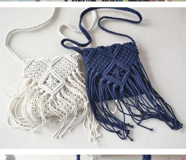 20*20CM cotton cord handmade woven tassel bag small crossbody bag for mobile phone A2330
20*20CM cotton cord handmade woven tassel bag small crossbody bag for mobile phone A2330